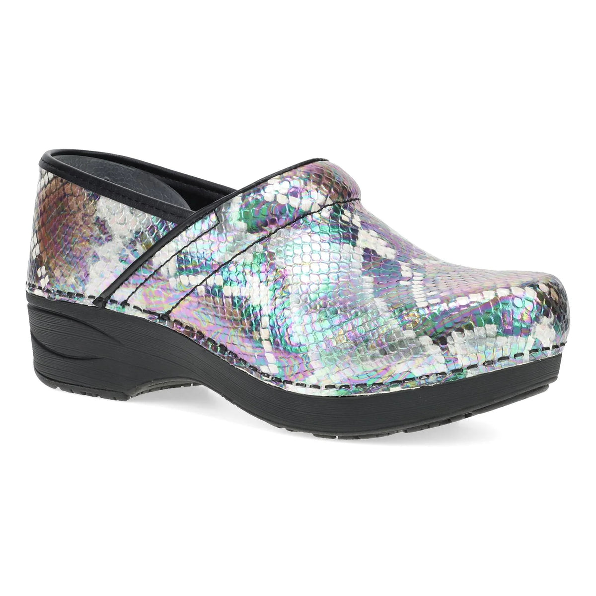 Metallic Snakeskin Clogs